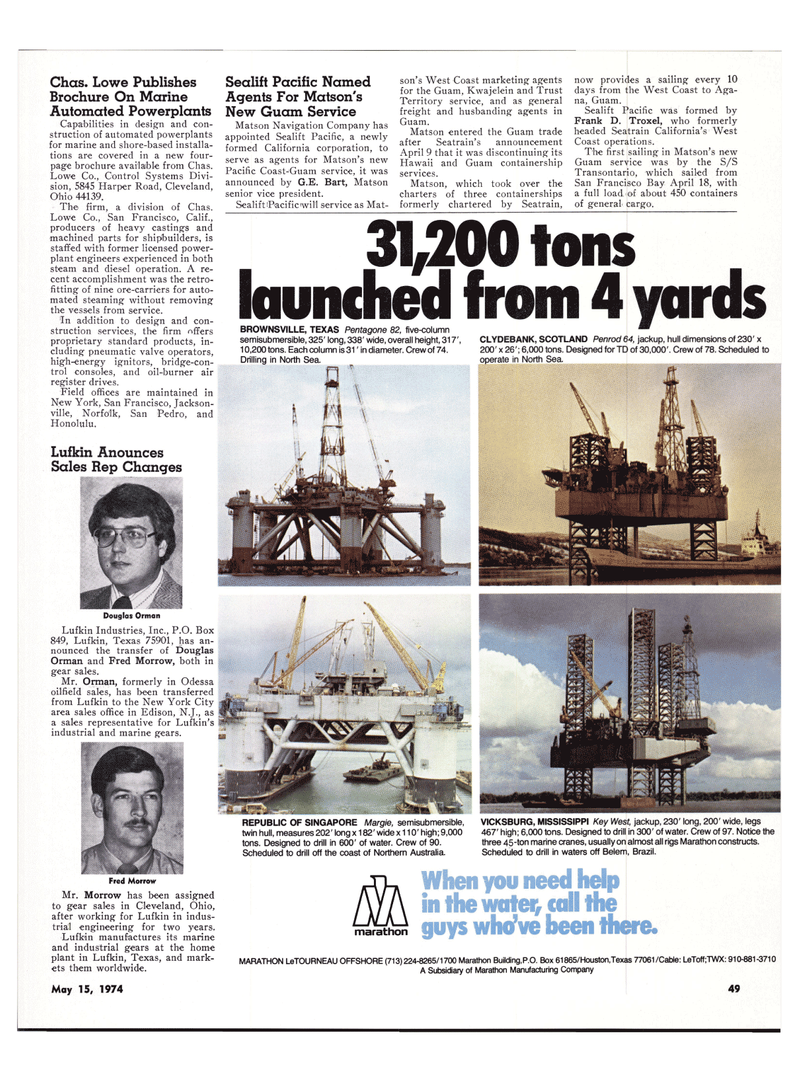 Maritime Reporter Magazine, page 48,  May 15, 1974