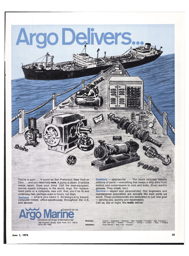 Maritime Reporter Magazine, page 25,  Jun 1974