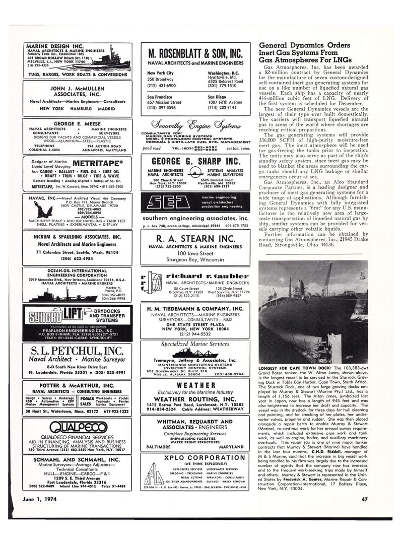 Maritime Reporter Magazine, page 46,  Jun 1974