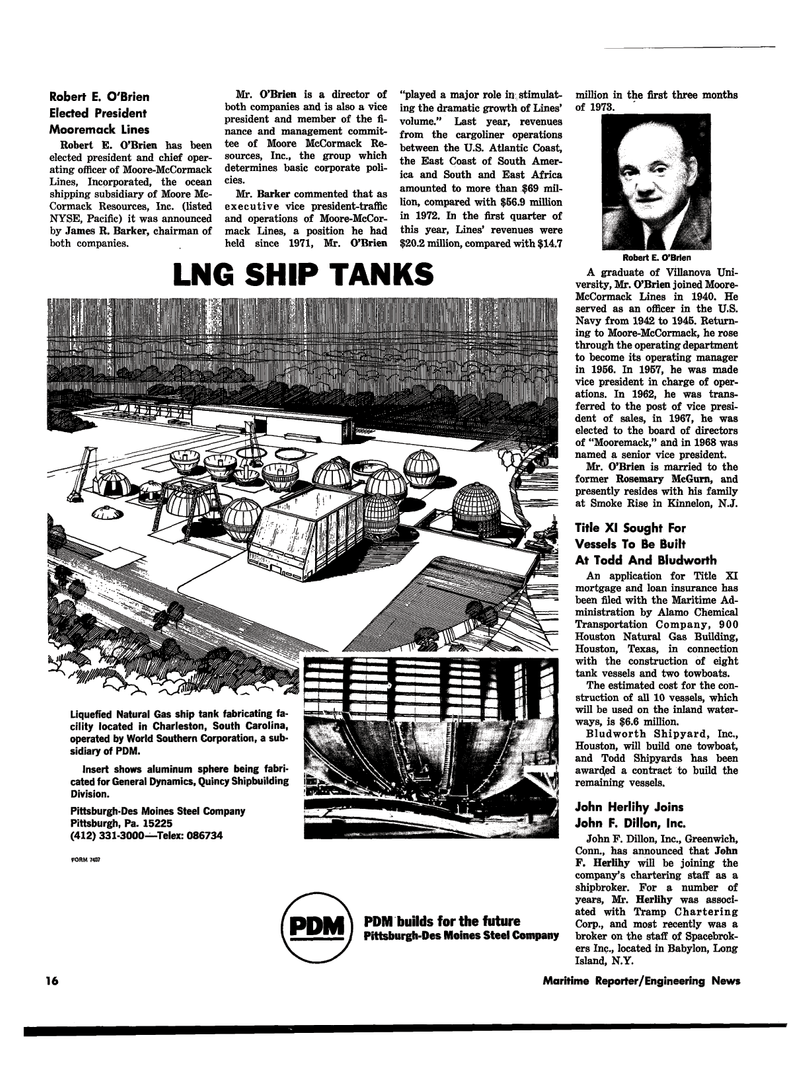 Maritime Reporter Magazine, page 14,  Jul 15, 1974
