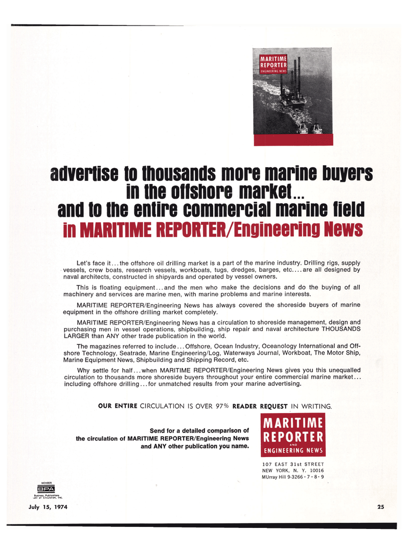Maritime Reporter Magazine, page 25,  Jul 15, 1974