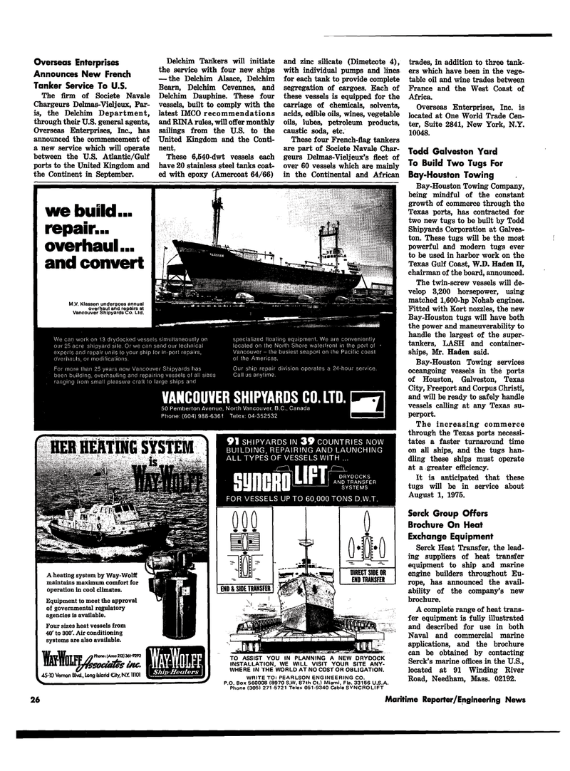 Maritime Reporter Magazine, page 26,  Jul 15, 1974