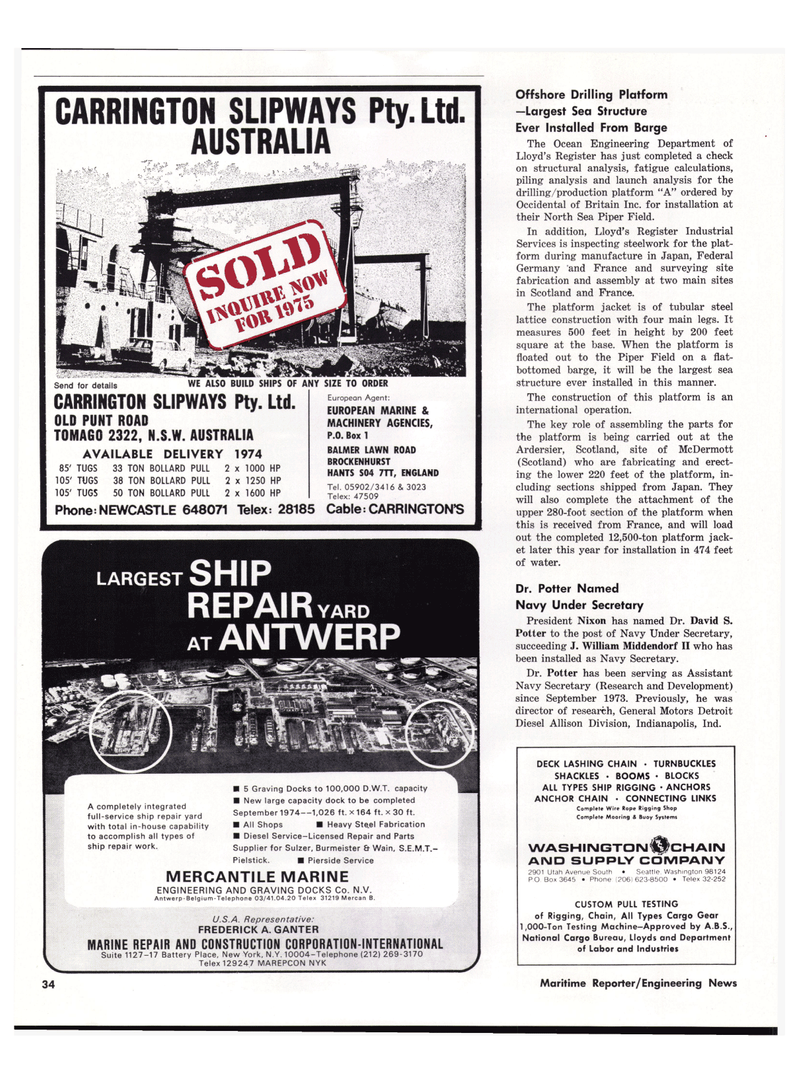 Maritime Reporter Magazine, page 34,  Jul 15, 1974