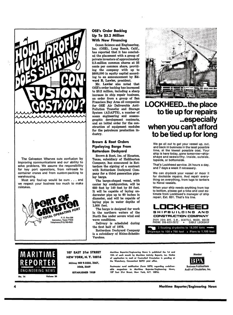 Maritime Reporter Magazine, page 2,  Jul 15, 1974