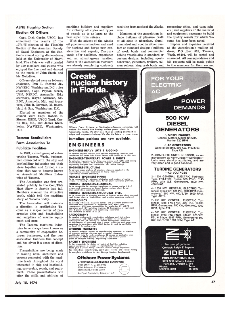 Maritime Reporter Magazine, page 49,  Jul 15, 1974