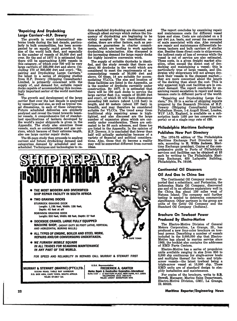Maritime Reporter Magazine, page 16,  Sep 1974