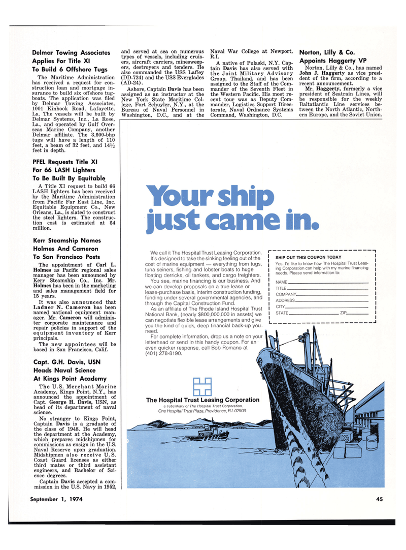Maritime Reporter Magazine, page 37,  Sep 1974