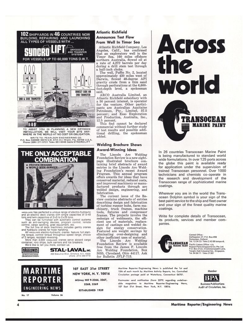 Maritime Reporter Magazine, page 2,  Sep 1974