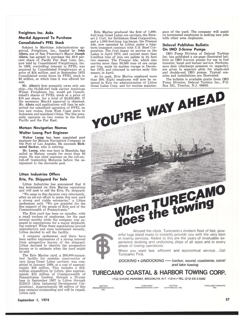 Maritime Reporter Magazine, page 53,  Sep 1974