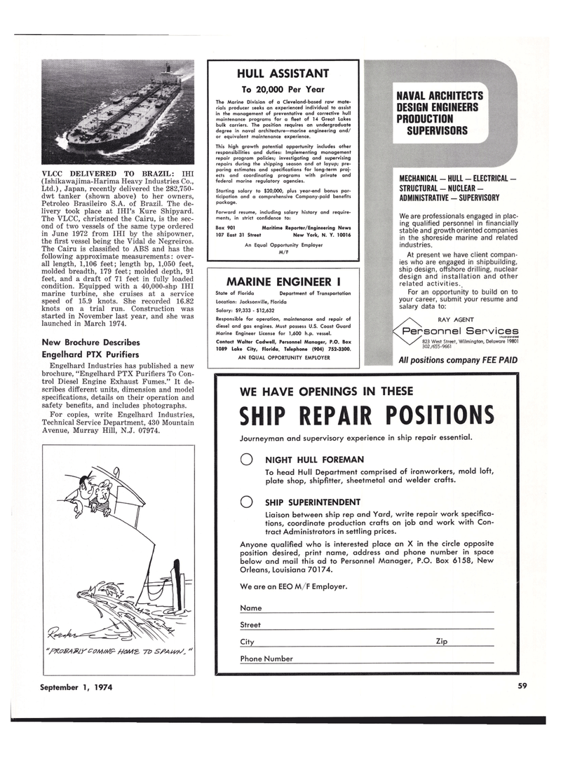 Maritime Reporter Magazine, page 55,  Sep 1974