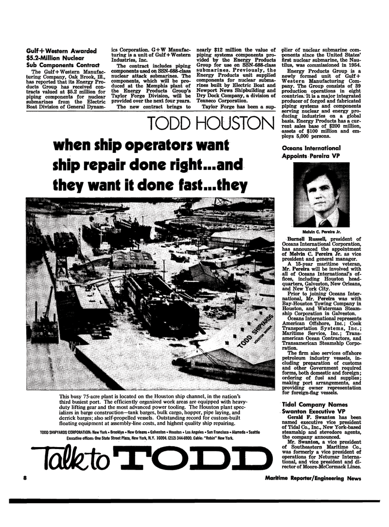 Maritime Reporter Magazine, page 6,  Sep 1974