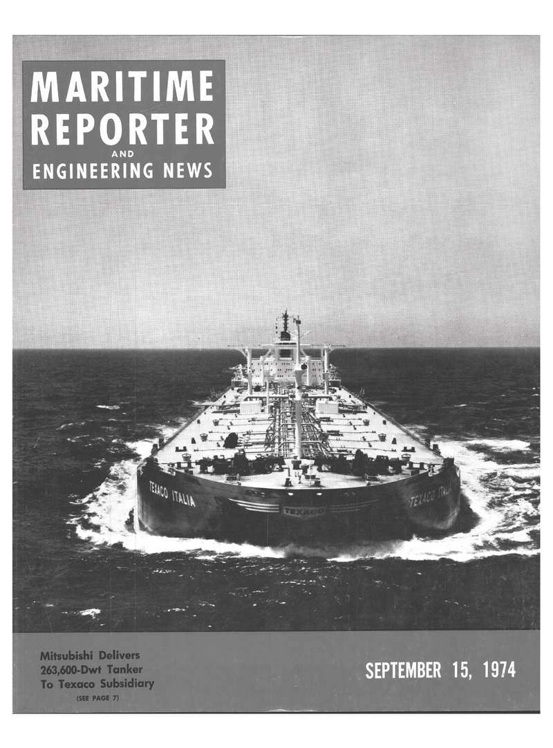 Maritime Reporter Magazine Cover Sep 15, 1974 - 