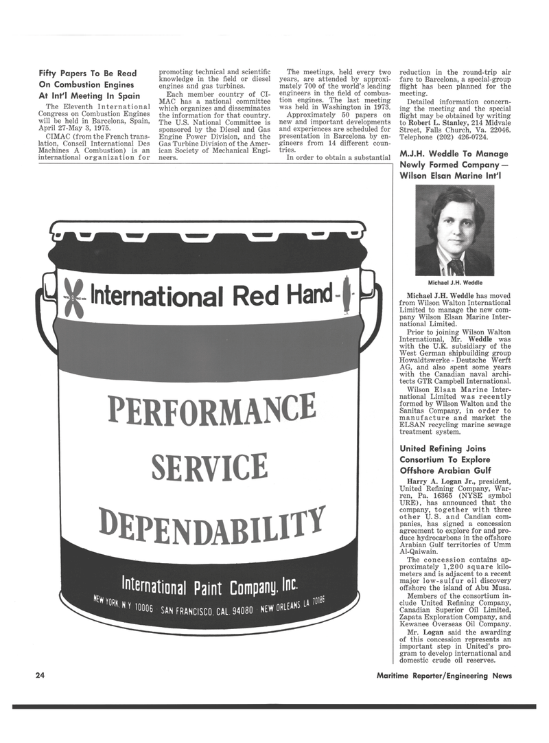 Maritime Reporter Magazine, page 22,  Sep 15, 1974