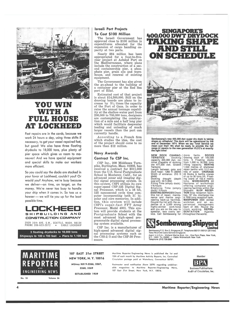 Maritime Reporter Magazine, page 2,  Sep 15, 1974