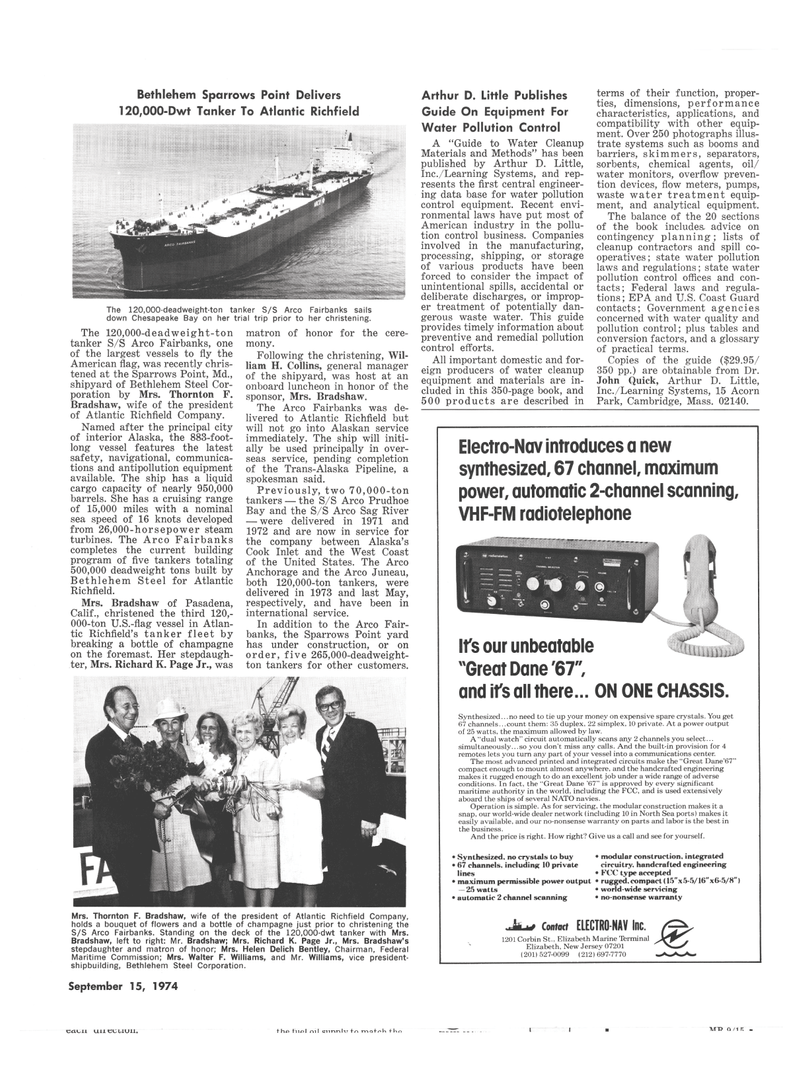 Maritime Reporter Magazine, page 39,  Sep 15, 1974