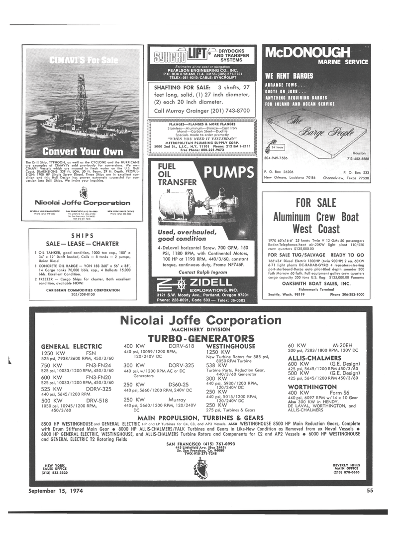 Maritime Reporter Magazine, page 52,  Sep 15, 1974