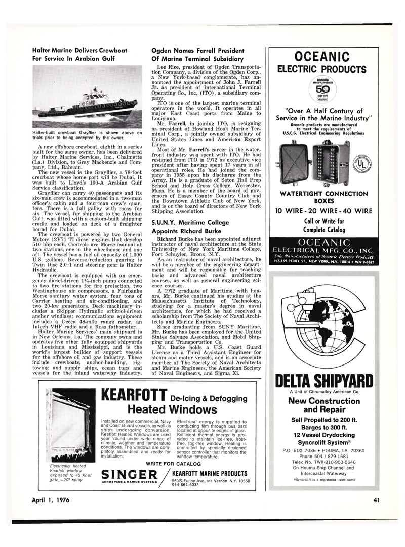 Maritime Reporter Magazine, page 39,  Apr 1976