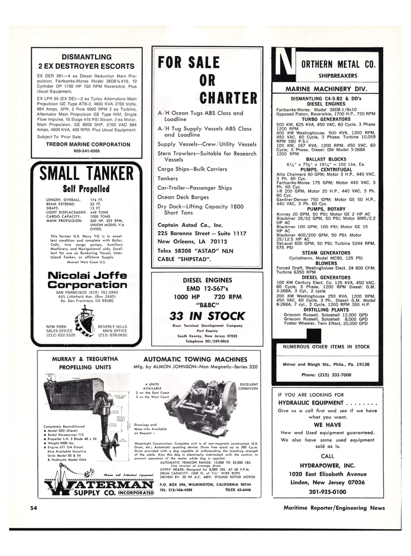 Maritime Reporter Magazine, page 54,  Apr 1976