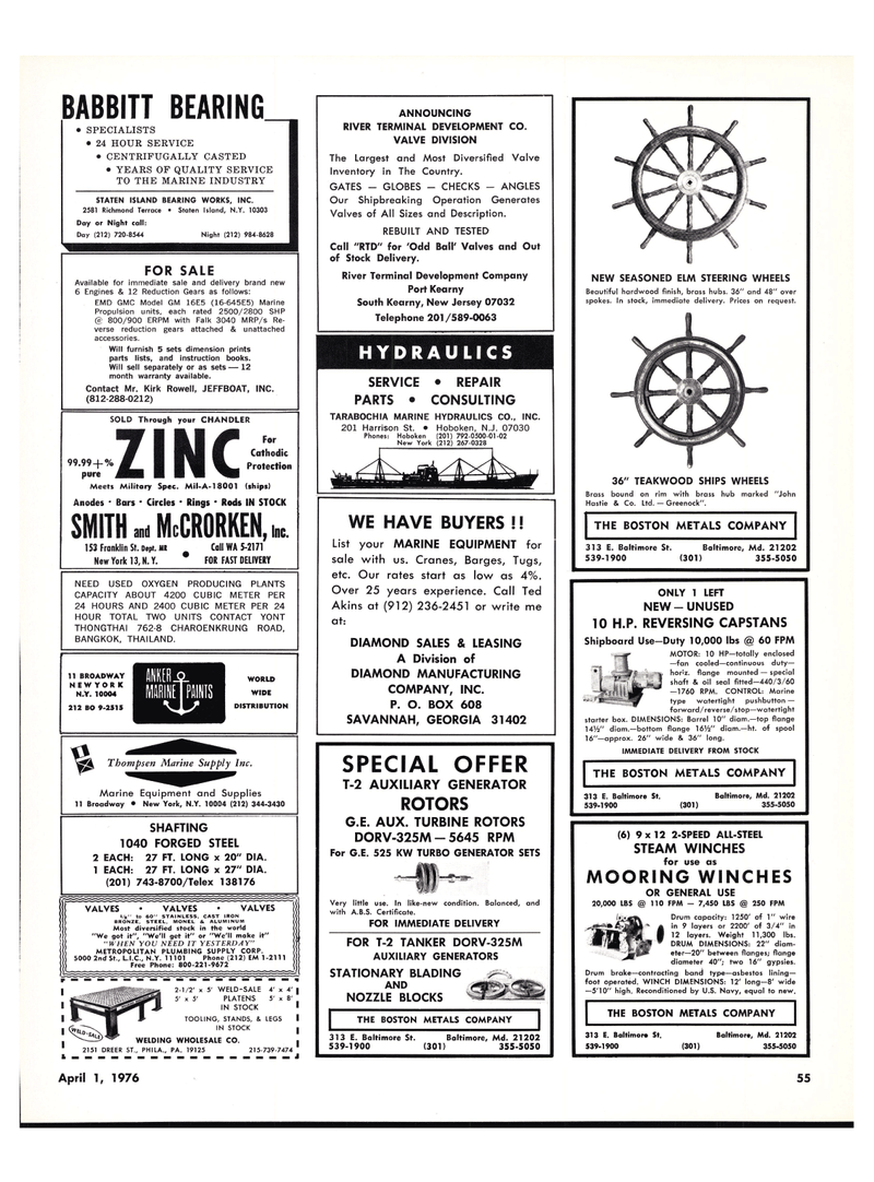Maritime Reporter Magazine, page 55,  Apr 1976