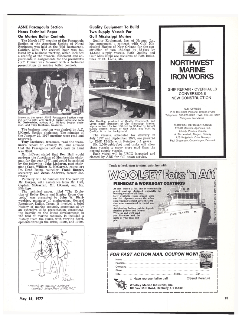 Maritime Reporter Magazine, page 13,  May 15, 1977