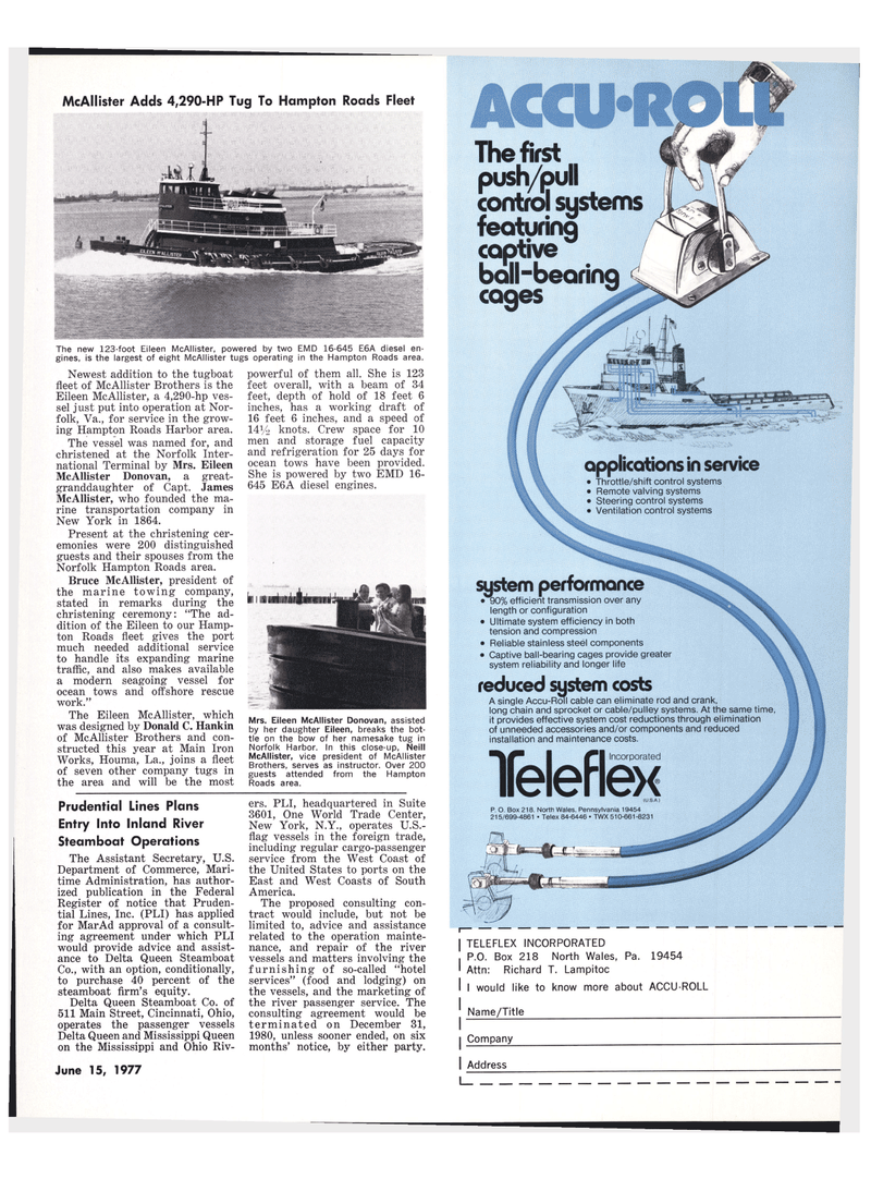 Maritime Reporter Magazine, page 7,  Jun 15, 1977