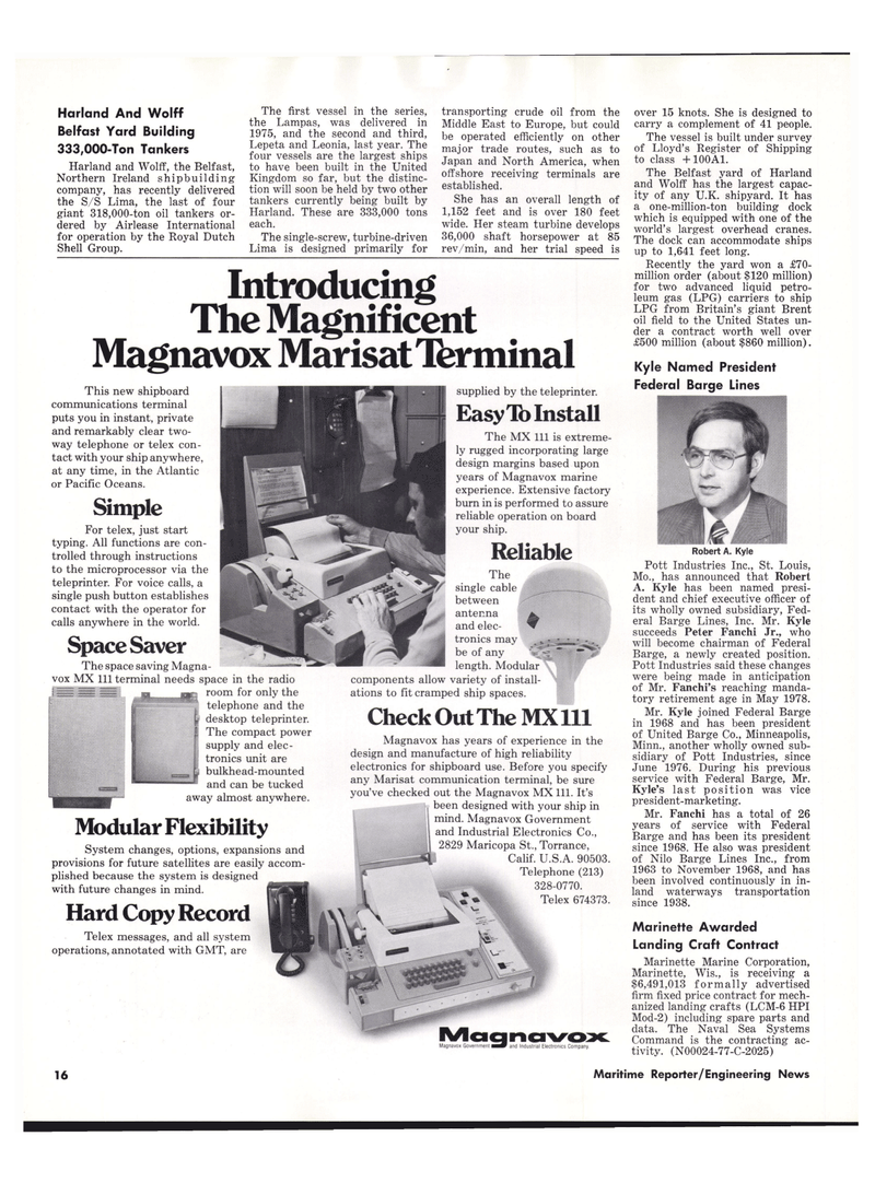 Maritime Reporter Magazine, page 14,  Jul 15, 1977