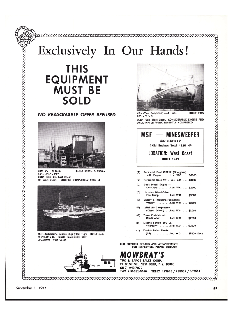 Maritime Reporter Magazine, page 53,  Sep 1977