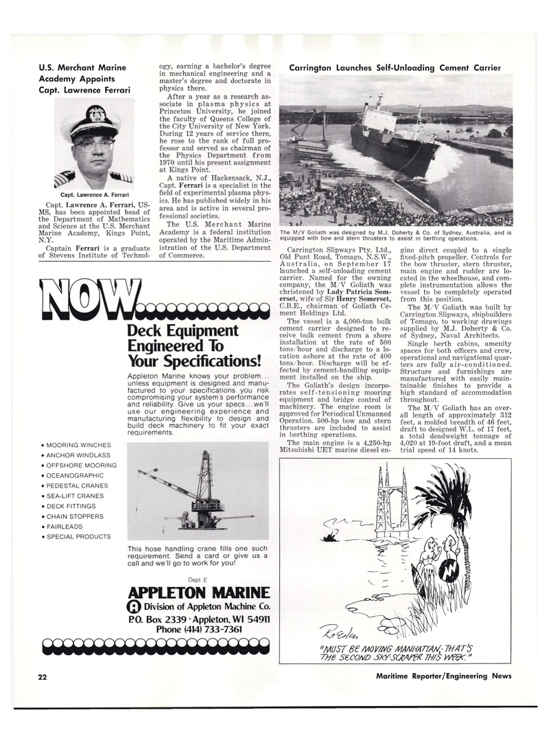 Maritime Reporter Magazine, page 20,  Oct 15, 1977