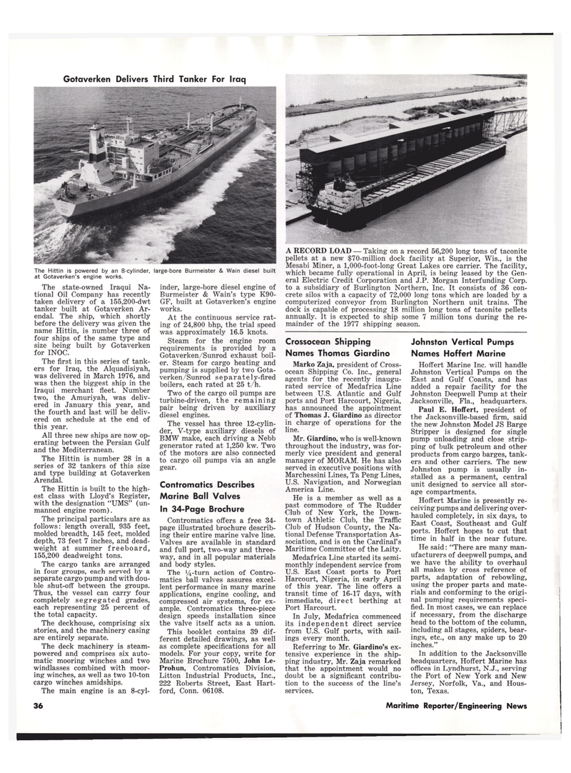 Maritime Reporter Magazine, page 34,  Oct 15, 1977