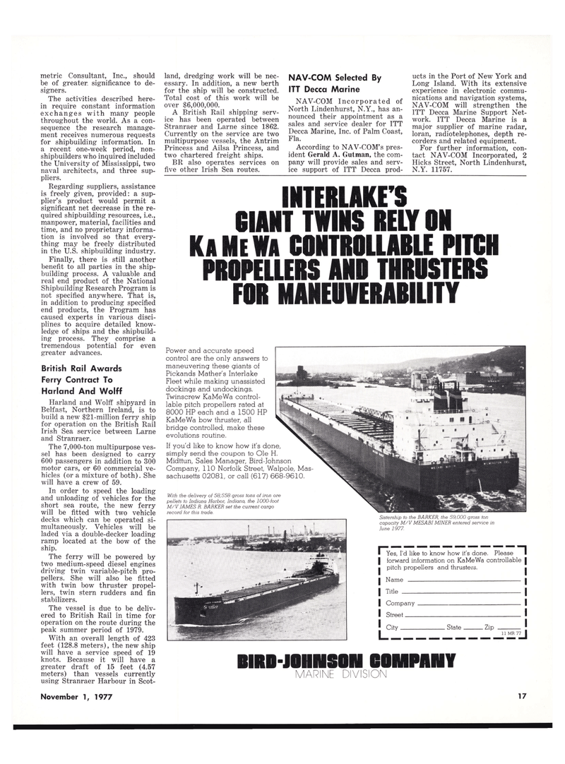 Maritime Reporter Magazine, page 17,  Nov 1977
