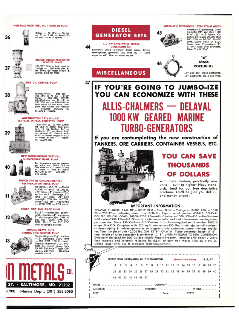 Maritime Reporter Magazine, page 41,  Nov 1977