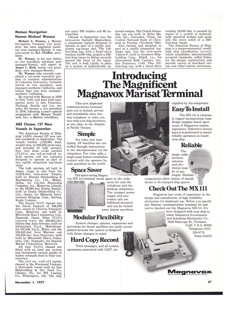 Maritime Reporter Magazine, page 65,  Nov 1977