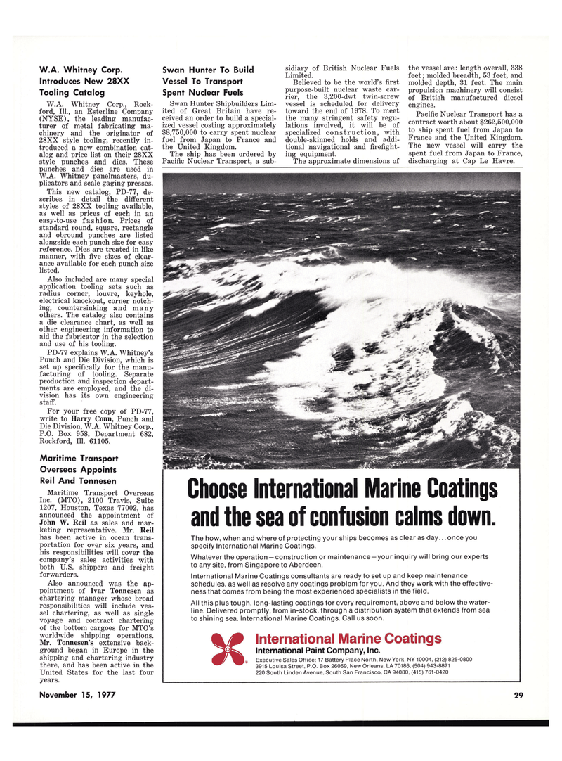 Maritime Reporter Magazine, page 27,  Nov 15, 1977