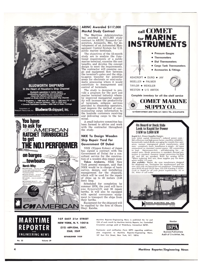 Maritime Reporter Magazine, page 2,  Nov 15, 1977