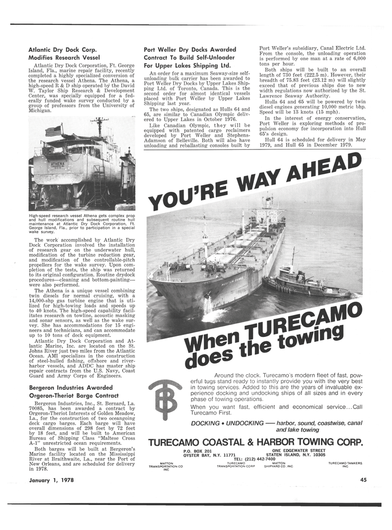 Maritime Reporter Magazine, page 43,  Jan 1978