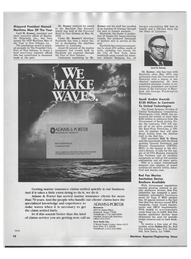 Maritime Reporter Magazine, page 10,  Jul 15, 1978