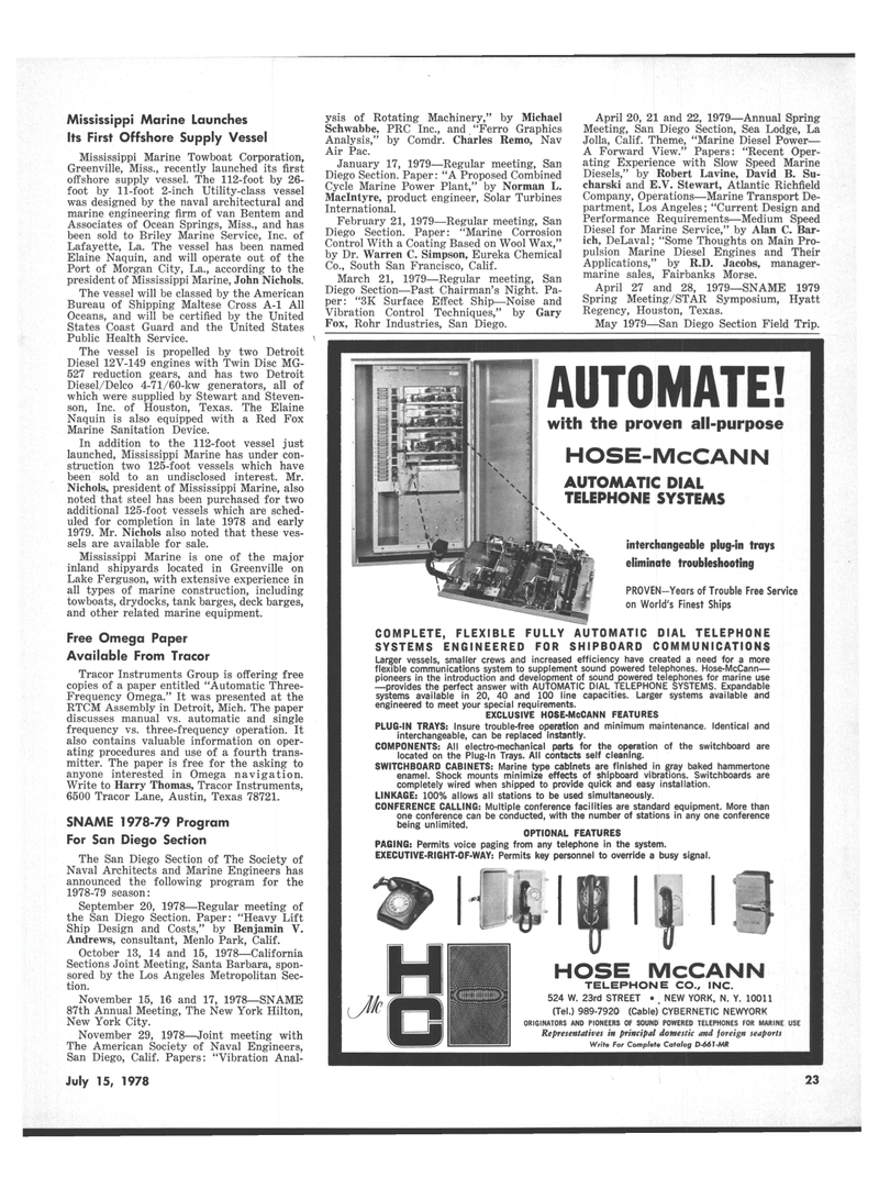 Maritime Reporter Magazine, page 21,  Jul 15, 1978