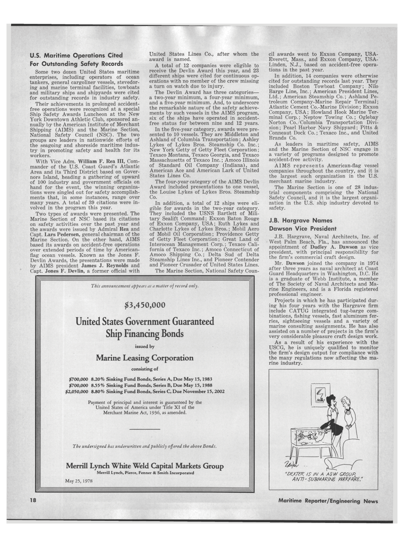 Maritime Reporter Magazine, page 16,  Aug 1978