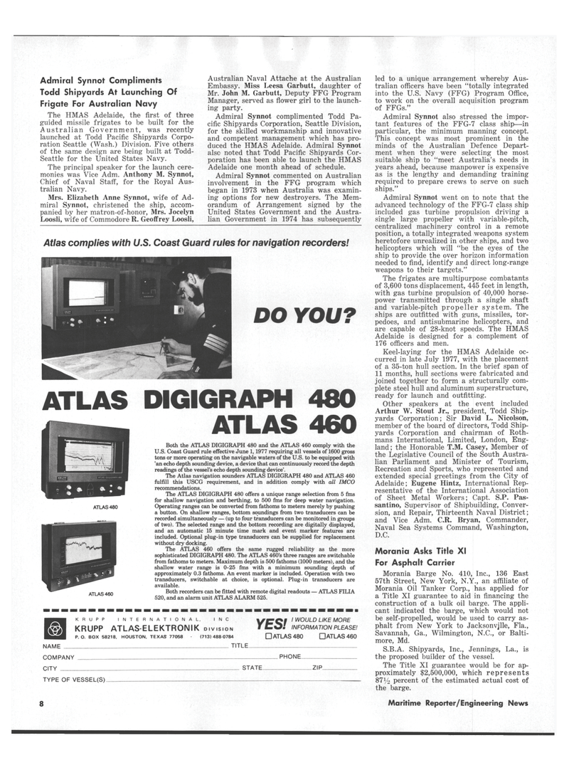 Maritime Reporter Magazine, page 6,  Aug 1978