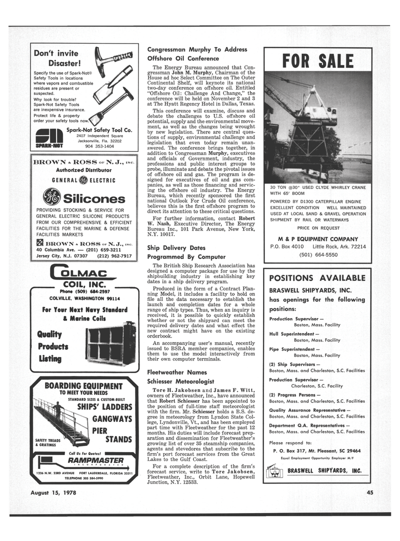 Maritime Reporter Magazine, page 41,  Aug 15, 1978