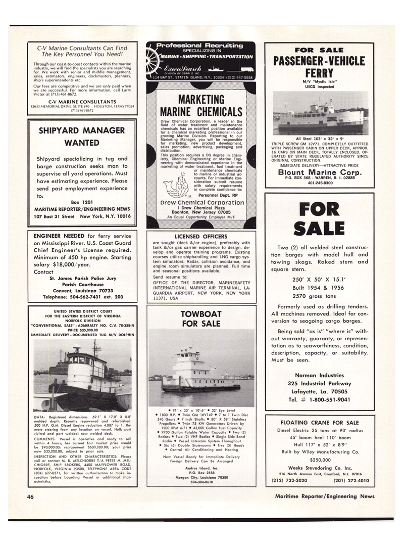 Maritime Reporter Magazine, page 4th Cover,  Dec 15, 1978