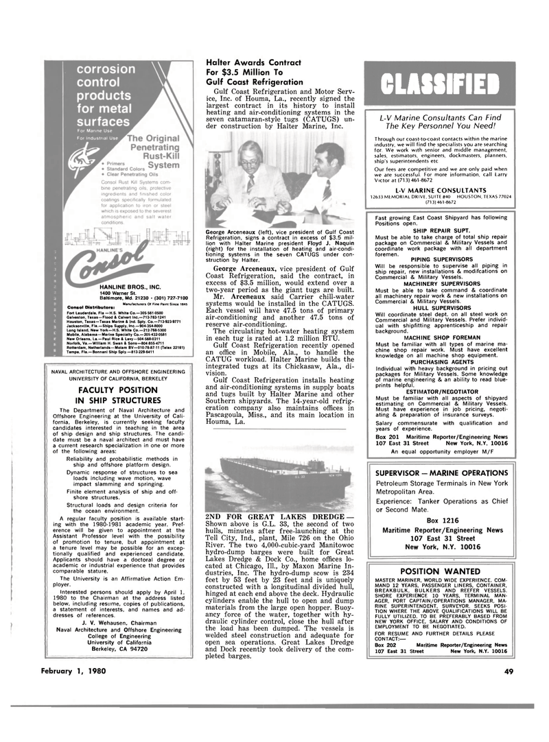 Maritime Reporter Magazine, page 43,  Feb 1980