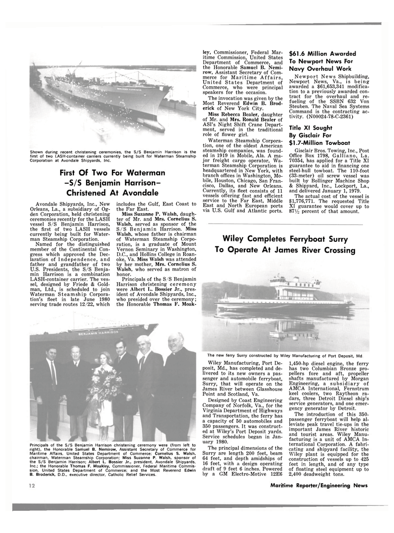 Maritime Reporter Magazine, page 10,  Feb 15, 1980
