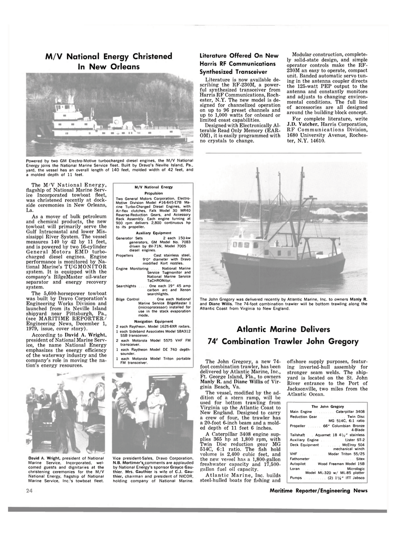 Maritime Reporter Magazine, page 24,  Feb 15, 1980