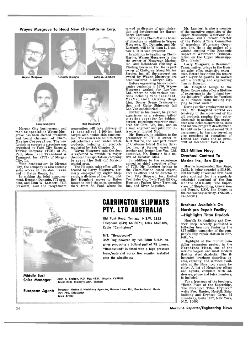 Maritime Reporter Magazine, page 30,  Feb 15, 1980
