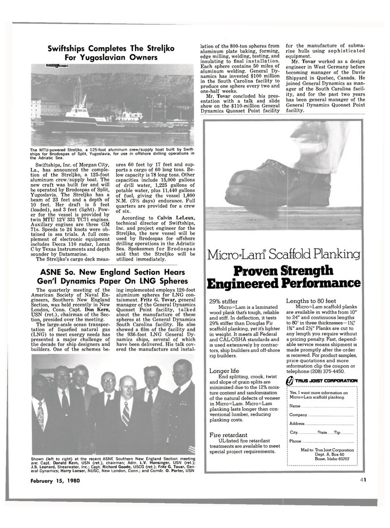 Maritime Reporter Magazine, page 39,  Feb 15, 1980