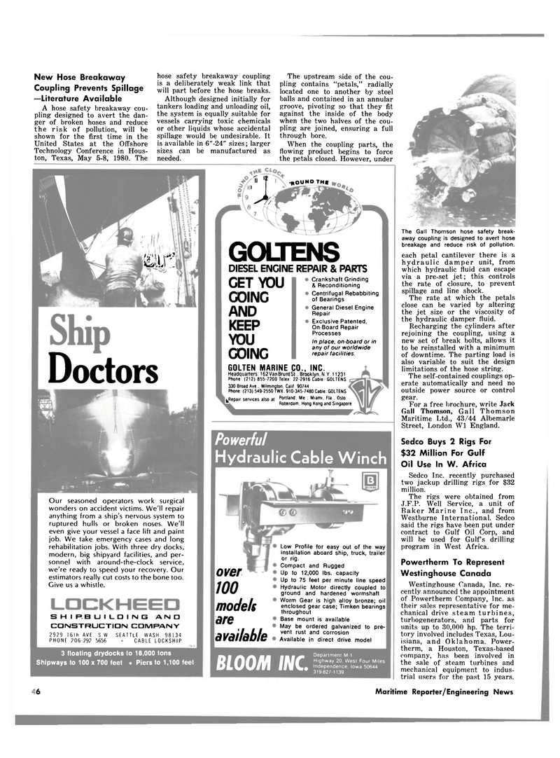 Maritime Reporter Magazine, page 44,  Feb 15, 1980