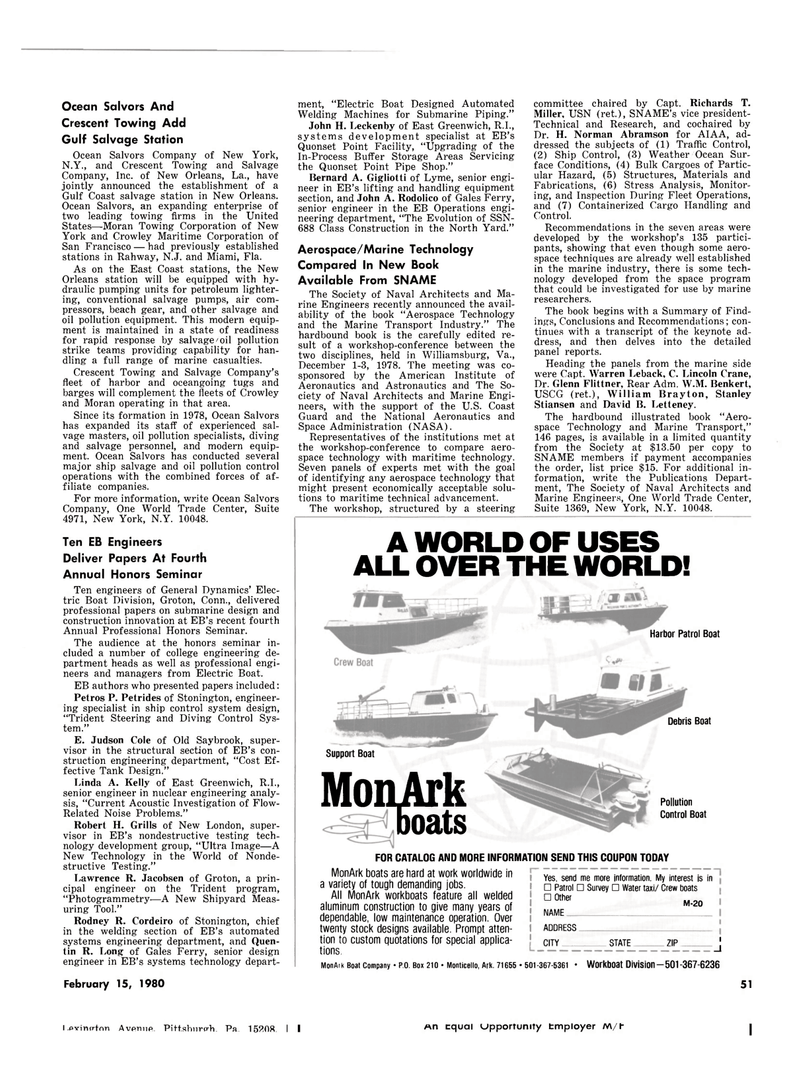 Maritime Reporter Magazine, page 49,  Feb 15, 1980