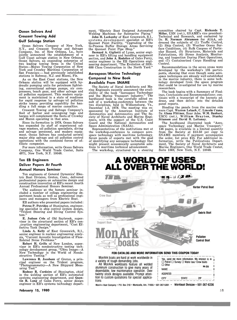 Maritime Reporter Magazine, page 51,  Feb 15, 1980