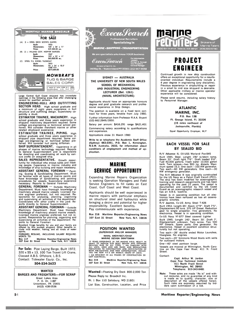Maritime Reporter Magazine, page 54,  Feb 15, 1980